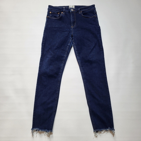 Acne Studios Jeans Dark Wash Denim Frayed Hem Skinny Style Women's Size 29 - Picture 2 of 9